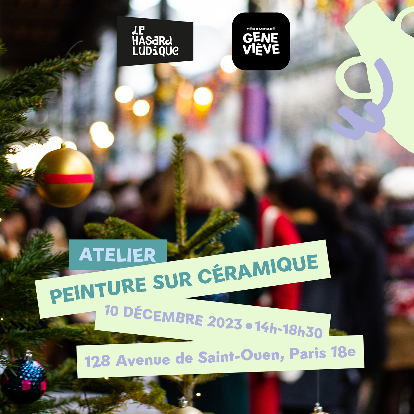 Atelier de peinture sur céramique - Marché de Noël du Hasard Ludique - dimanche 10/12