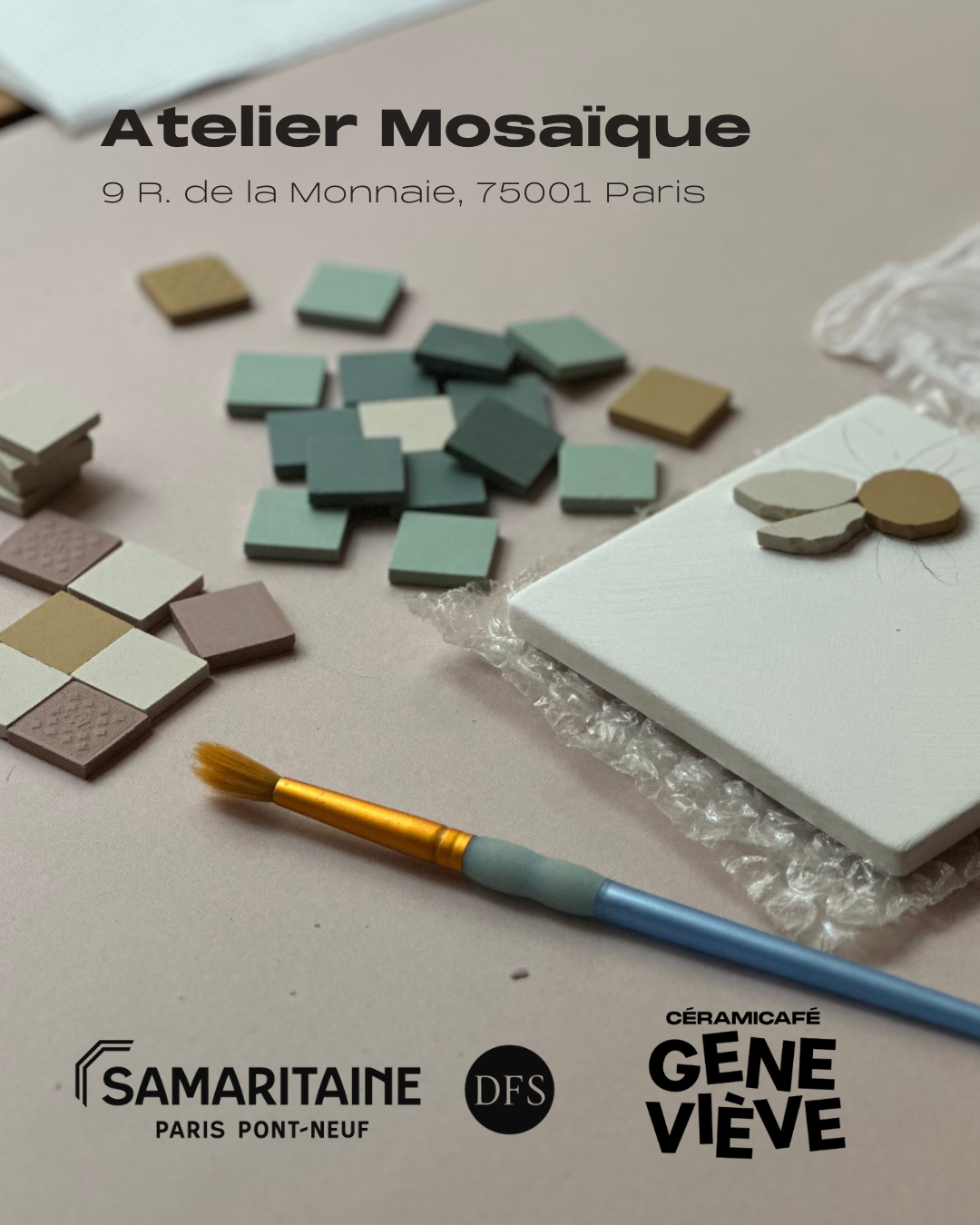 Ateliers de mosaïque avec découpe à la Samaritaine - Samedi 21 décembre !