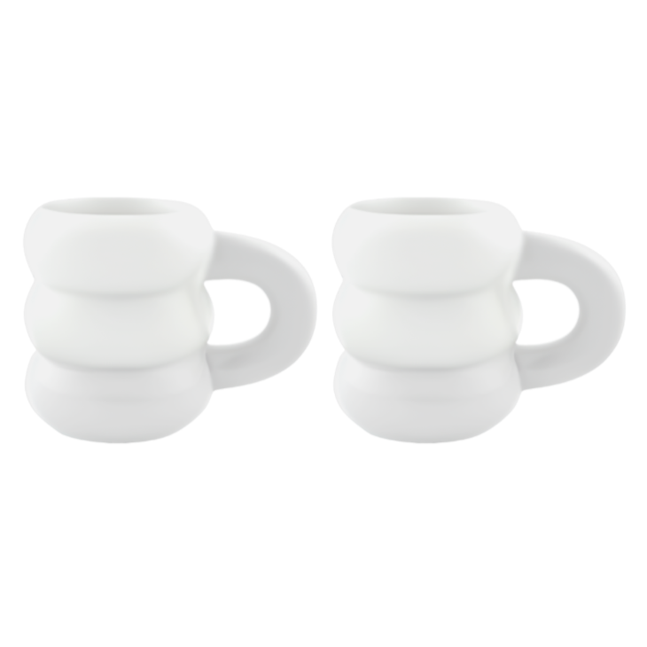 Céramique à décorer - Duo de tasses à café boudins